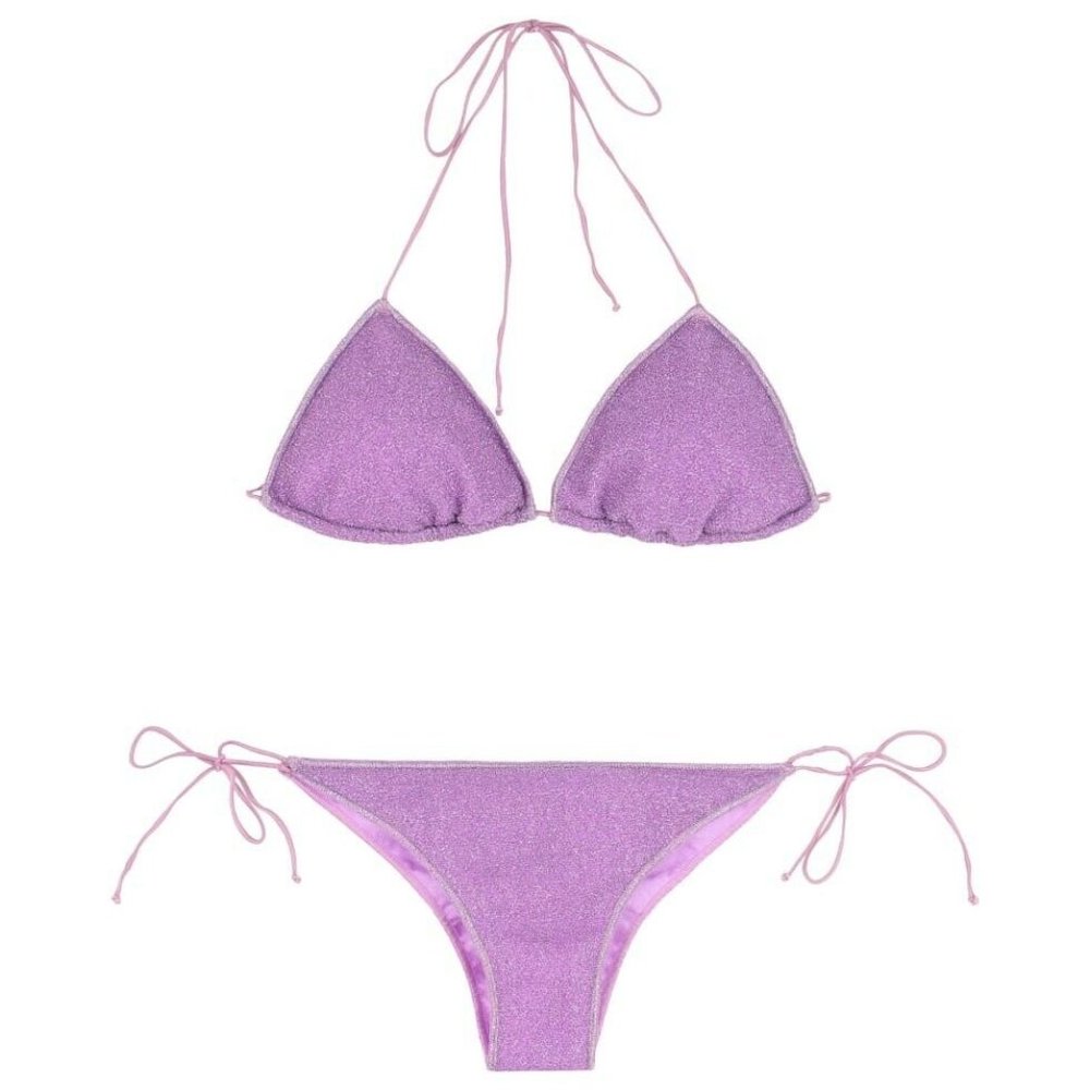 NWT Oseree Lumiere Triangle String Bikini Swimsuit Lilac Purple Size Small